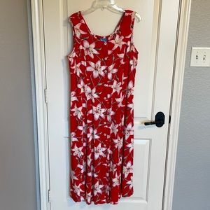 🌺 Koret Red Floral Midi Dress Large
